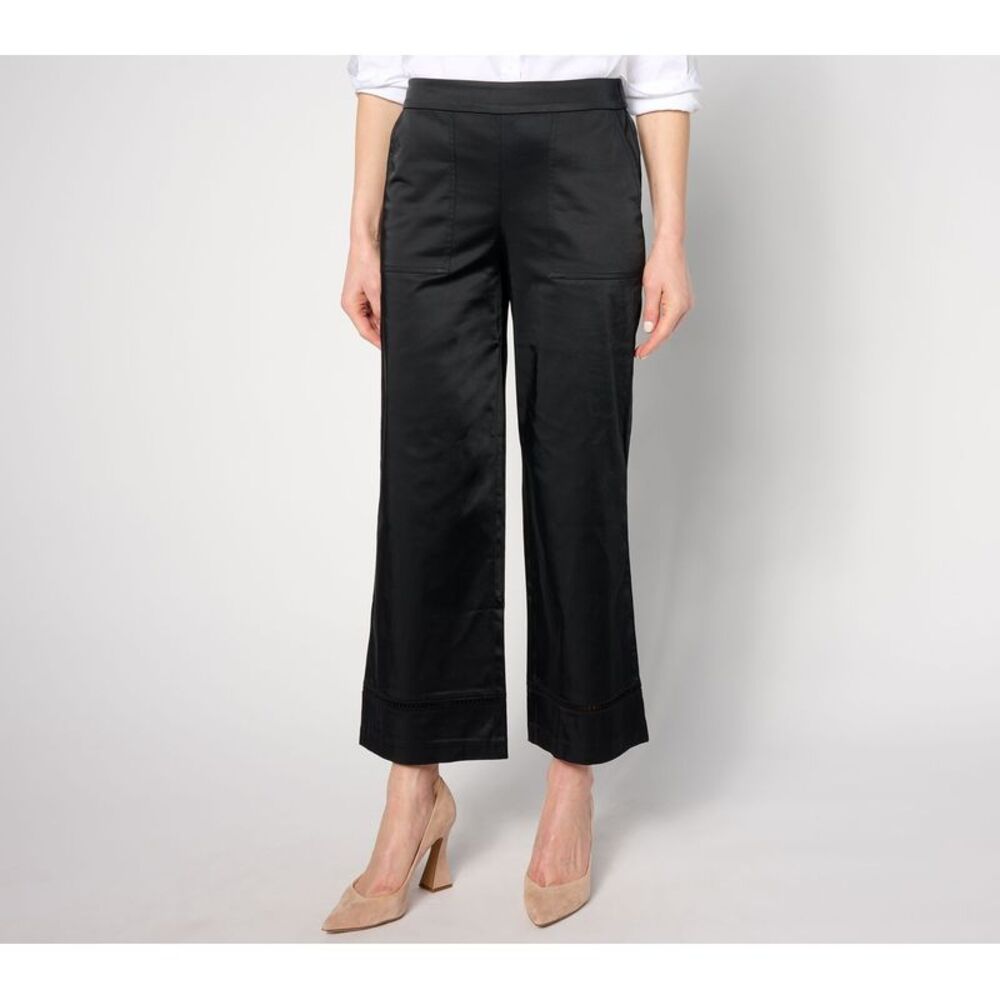 Ryan Simkhai Eyeshop Women's Plus Sz Pants 18 Taffeta Wide-Leg Black A634755